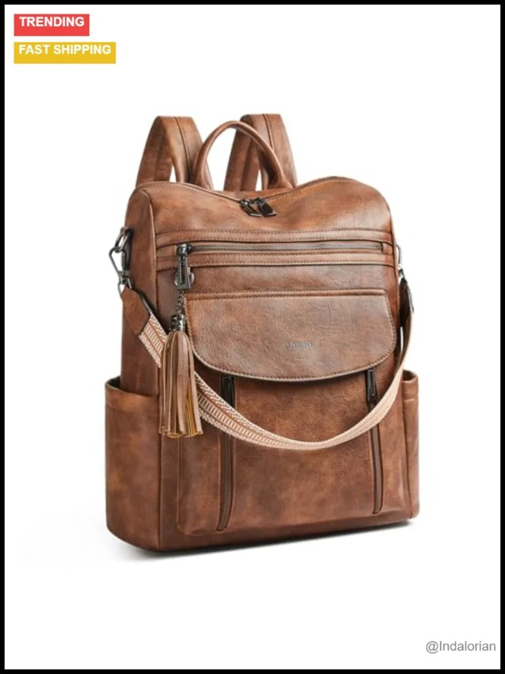 Faux Leather Laptop Backpack 15.6 inch Travel Work Water Resistant Daypack